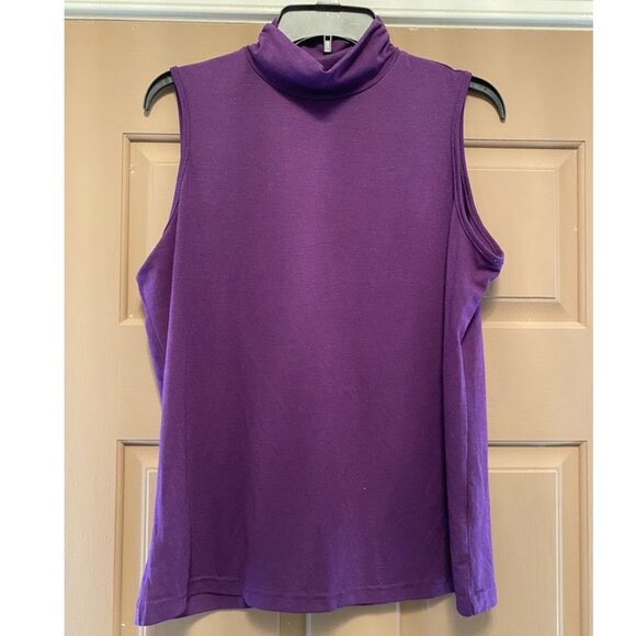 Kim Rogers Purple Turtleneck Sleeveless Top size Petite Large - Picture 1 of 3